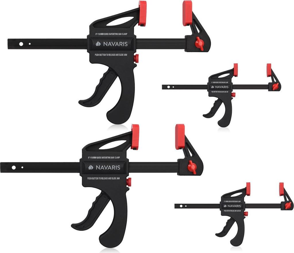 Navaris 4x Einhandzwingen Spanner Set - Spannweite: 10-15cm Produktbild 