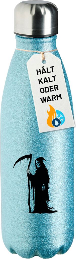 Huuraa Trinkflasche Sensenmann Tod 500ml Blue Edelstahl Wasserflasche Trinkflasche Geschenkidee