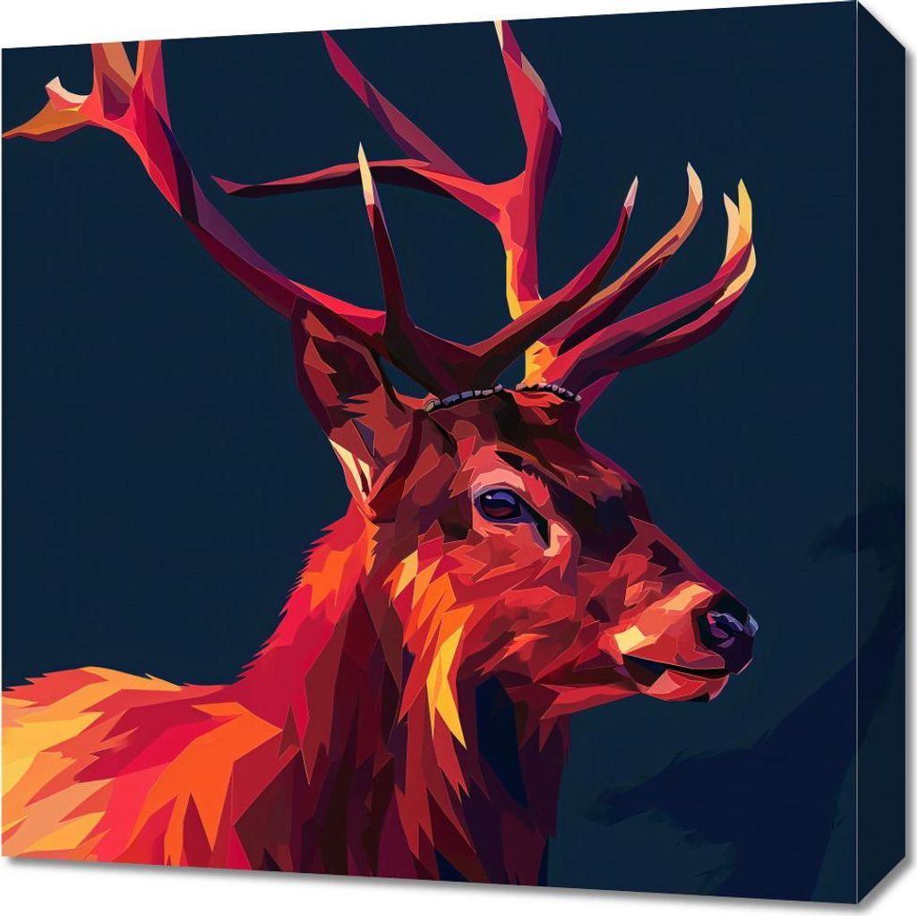 Bild 50x50cm Hirsch in der Geometrie