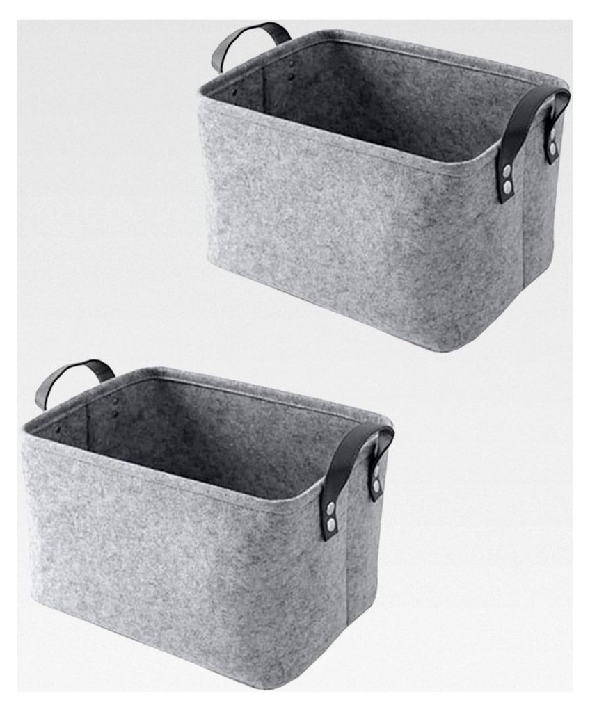 2 Stück Filzkorb, graue Aufbewahrungsbox aus Filz, faltbar, mit zwei weichen Griffen, für Kleidung, Handtücher, Toilettenartikel, Babyartikel, B...