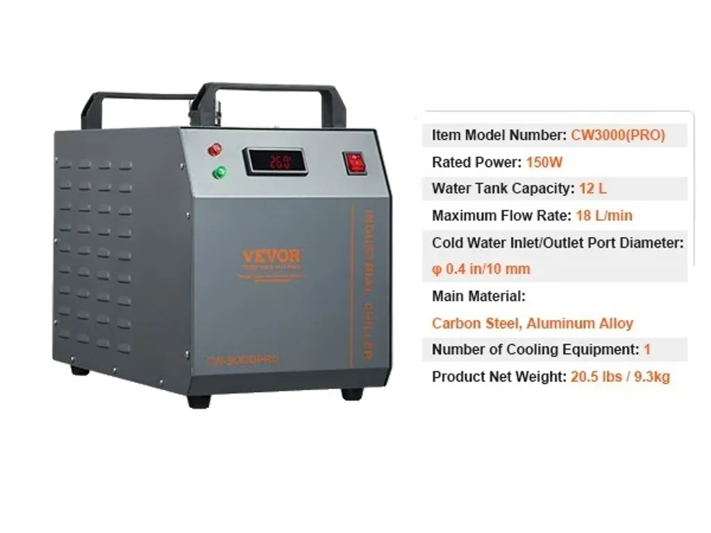 Refroidisseur d'eau pour gravure laser et CNC 12L acier 150W 18L