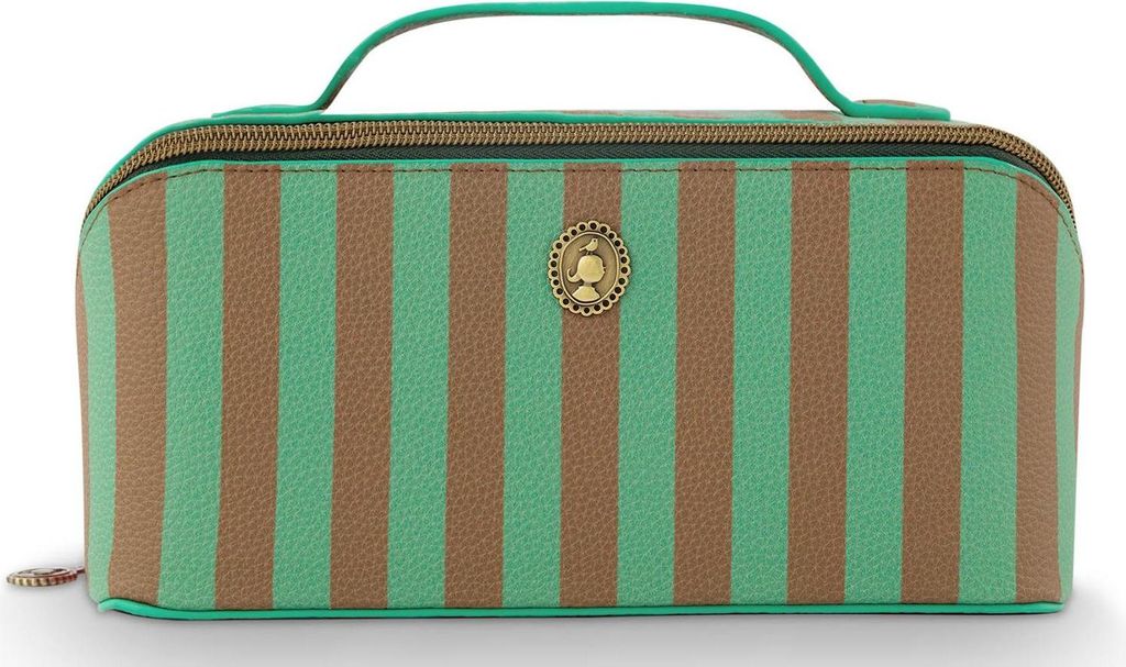 Pip Studio Cyrille Cosmetic Bag Medium Stripe Farbe Green 23.5x11x5x22cm