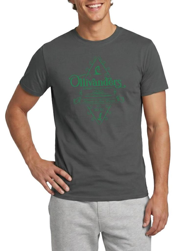 Spreadshirt Harry Potter Ollivanders Geschäft Grünes Logo Männer T-Shirt, 3XL, Anthrazit