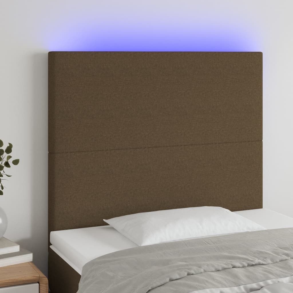 Maison Exclusive - LED Kopfteil Dunkelbraun 90x5x118/128 cm Stoff