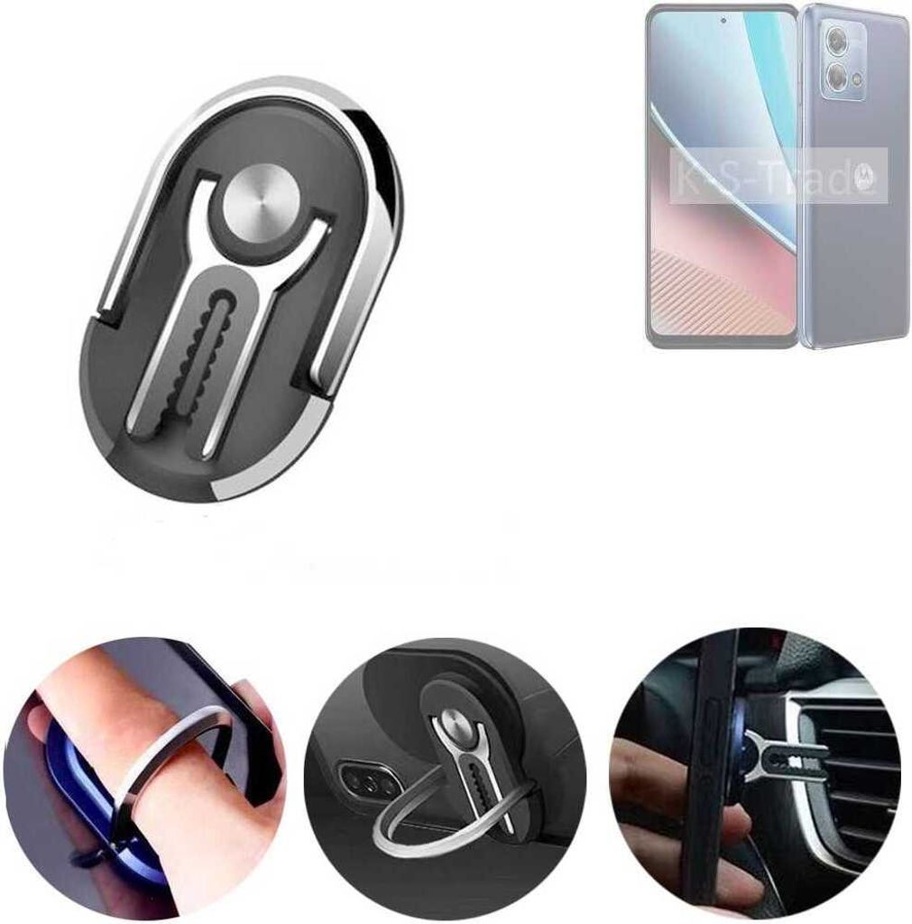 K-S-Trade 3in1 Smartphone-Ring Handy-Ring kompatibel mit Motorola Moto G Stylus (2023) Fingerhalterung Handyring Tischständer