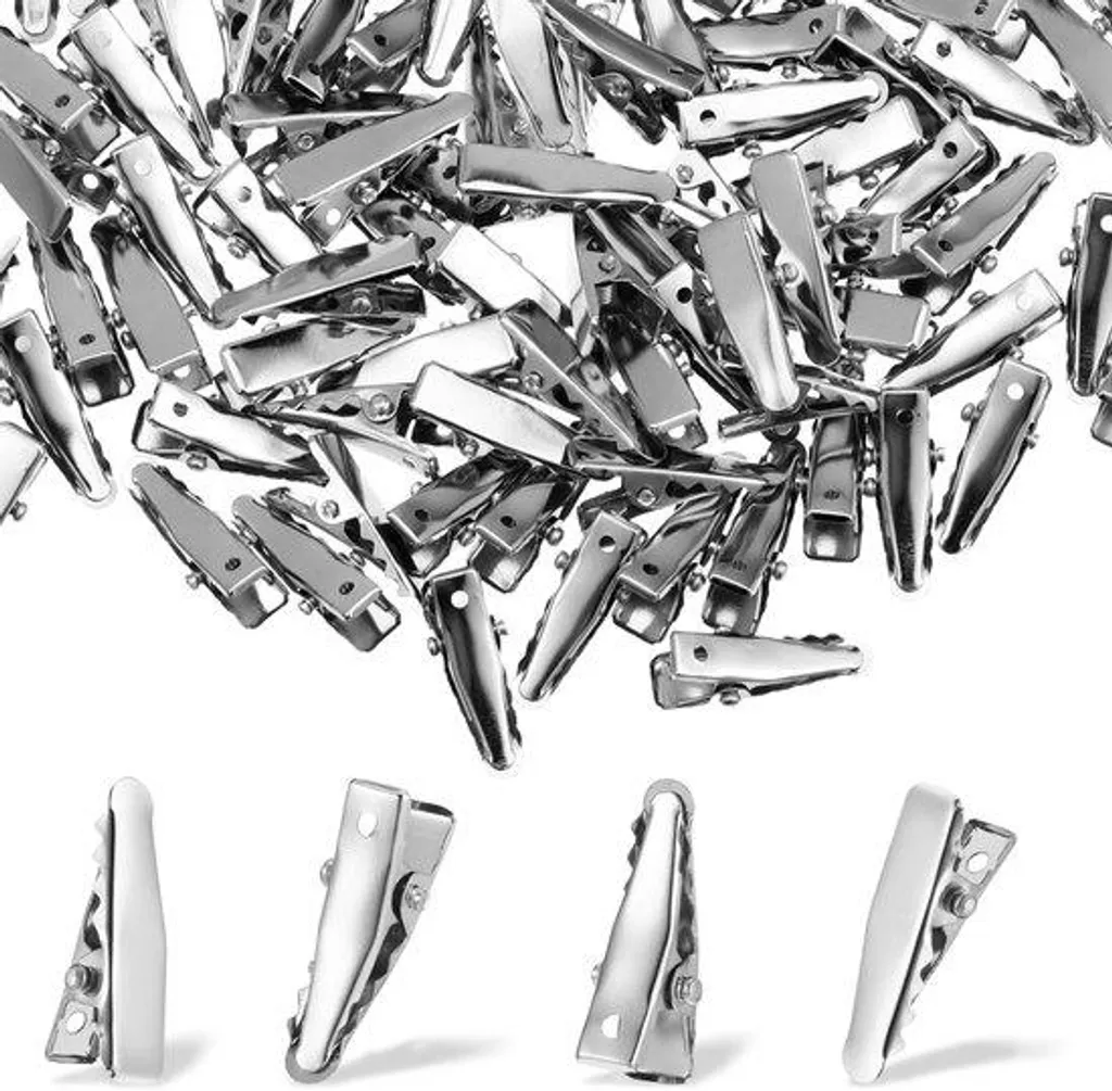 Pinces à cheveux en métal argenté 2,5 cm robustes pour coiffure et DIY