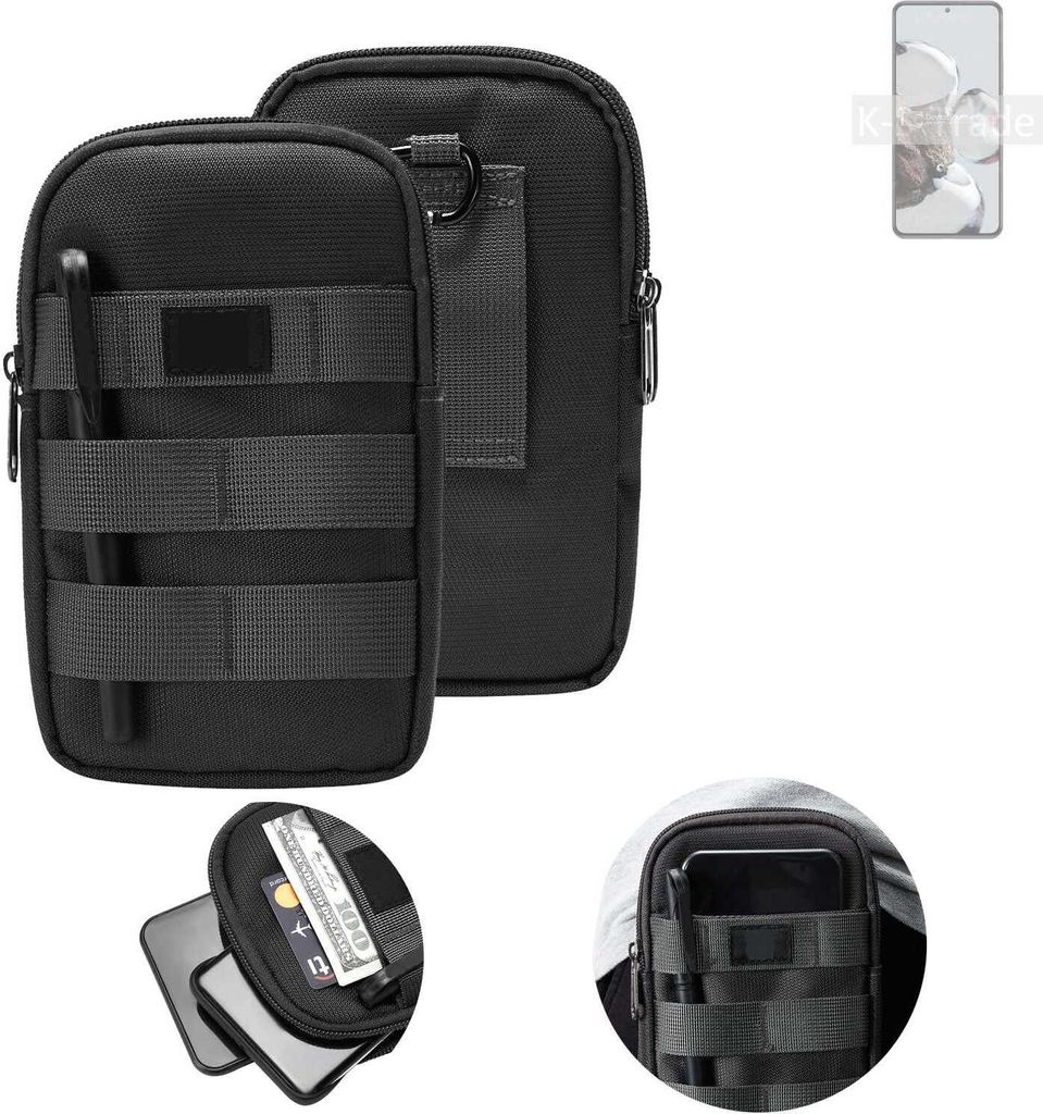 K-S-Trade Holster Gürtel Tasche kompatibel mit Xiaomi 12T Pro Handy Tasche Schutz Hülle dunkel-grau viele Fächer, 1x