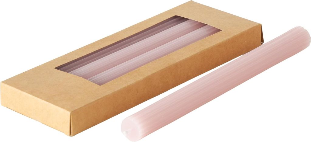 Boltze Stabkerze Classic (4-tlg., hellrosa, 25 cm, Wachs, geriffelte Oberfläche)