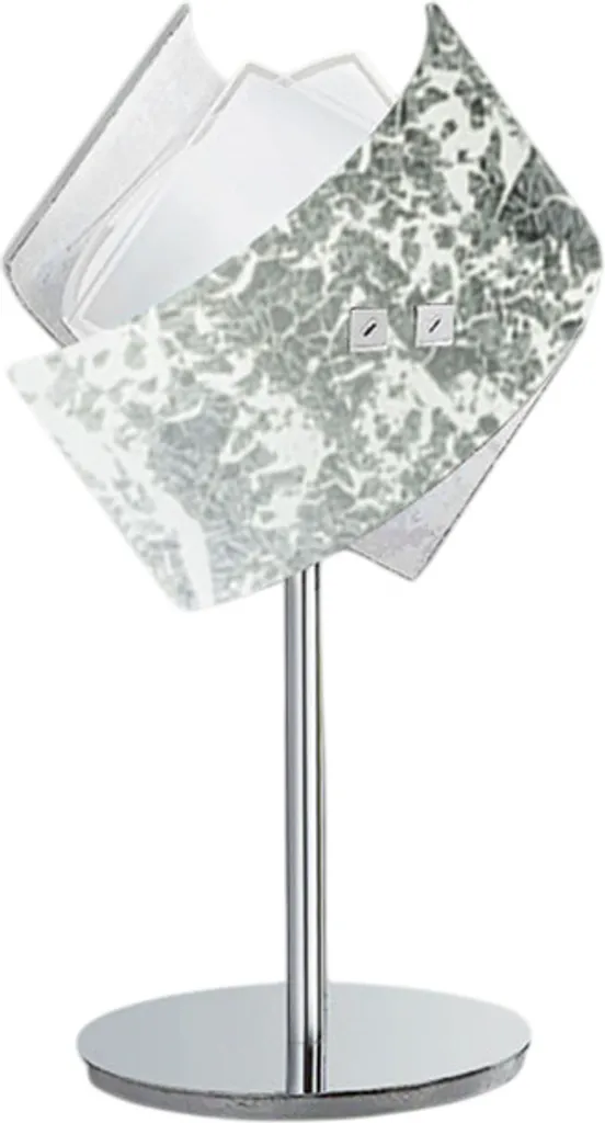 Camilla Lampada da Tavolo Foglia Argento E14 | Design Moderno Vetro Decorato