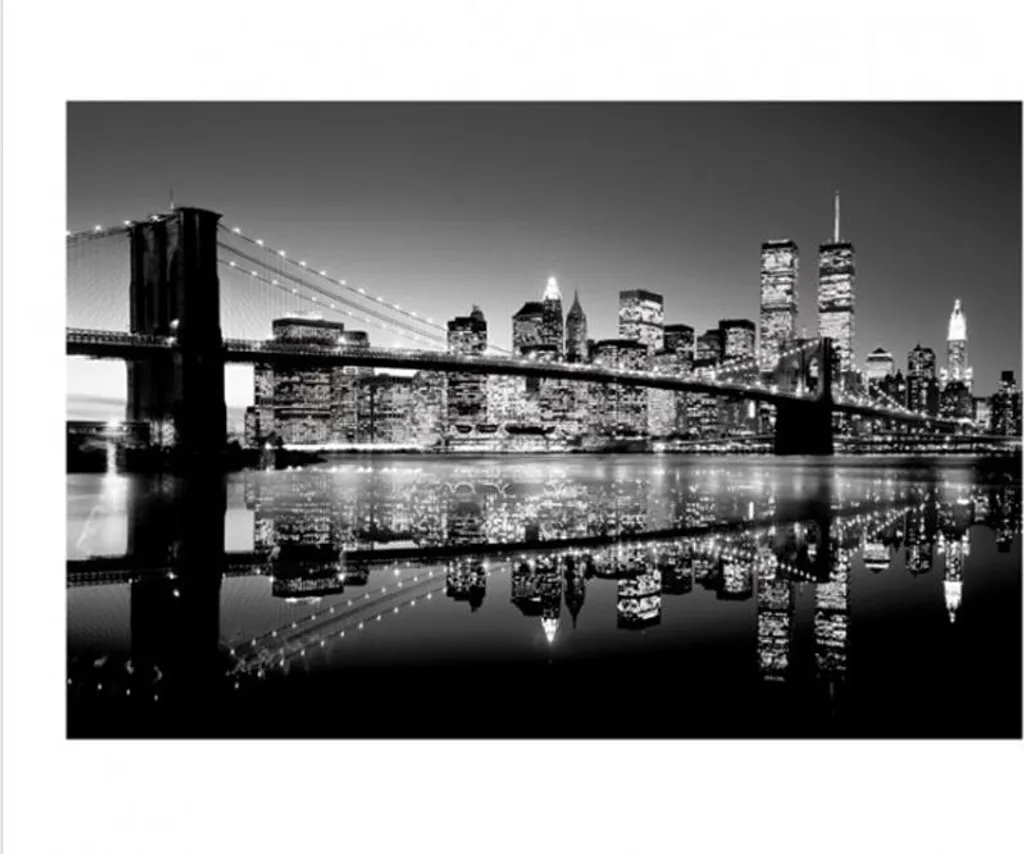 Quadro Brooklyn Bridge 50x40 cm B&N - Stampa Fine Art per Parete