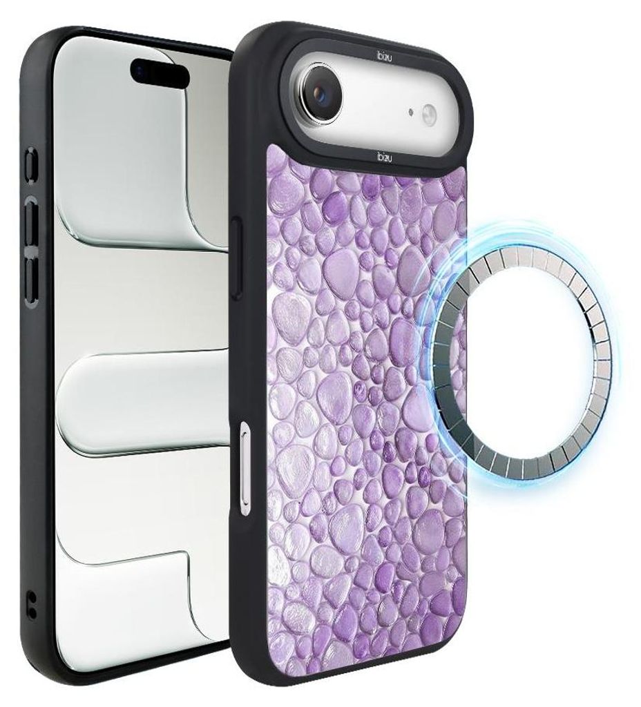 Schutzhülle für das iPhone Air, MagSafe-kompatibel, mattschwarze Seiten, violette Wassertropfen