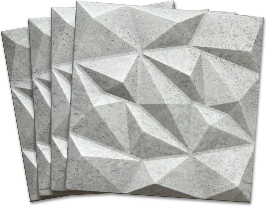 DECCART | 3D Wandpaneele | Dekorative Deckenpaneele aus Polystyrol | Beton | SET 48 x 50x50cm | 12 m² |