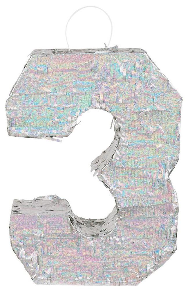 Piñata chiffre 3 holographique argenté Image du produit 