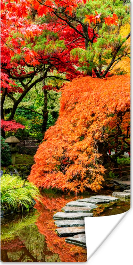 MuchoWow Poster Bäume - Japanisch - Steine - Weg - Natur 80x160 cm - Kinderzimmer