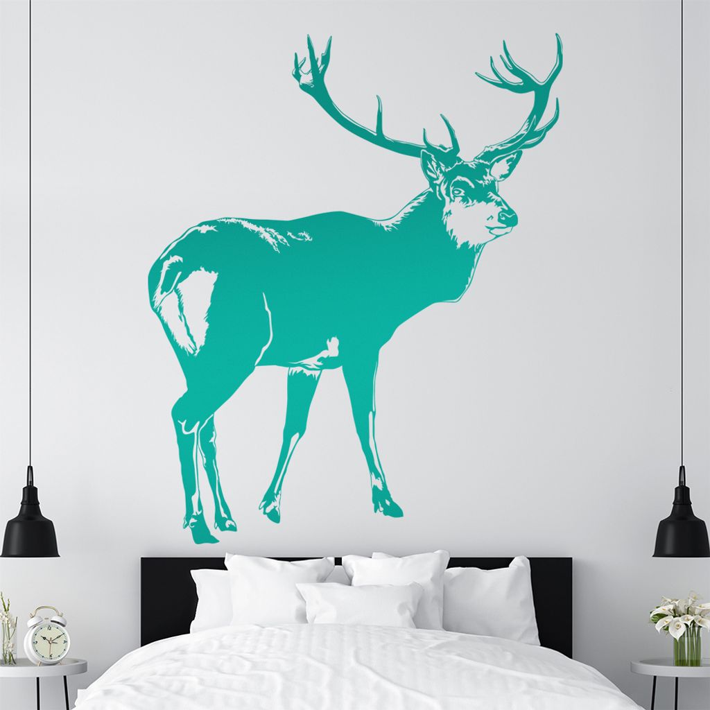 KIWISTAR Hirsch Motiv 2 Geweihträger Wandtattoo in 6 Größen - Wandaufkleber Wall Sticker - Dekoration, Küche, Wohnzimmer, Schlafzimmer, Badezimmer