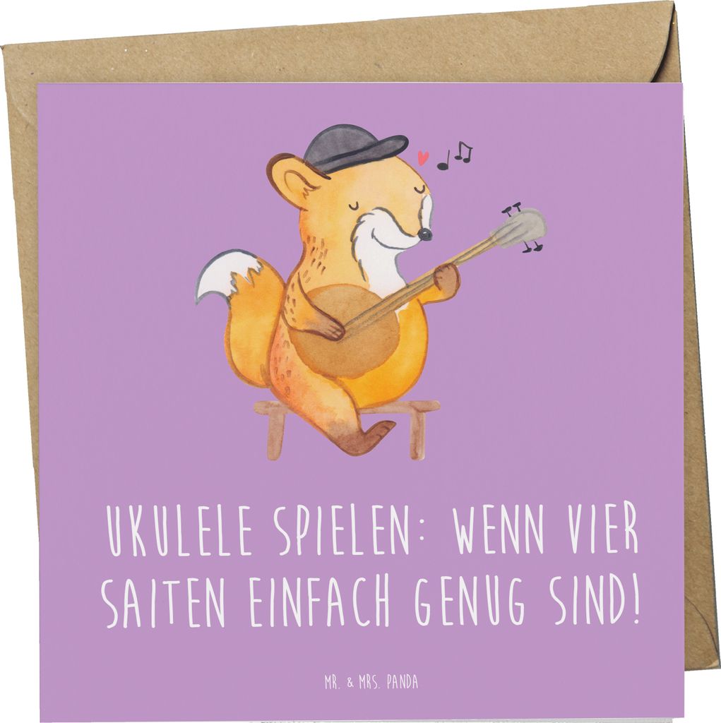 Mr. & Mrs. Panda Klappkarte Ukulele Freude - Lavendeltraum - Geschenk, Grußkarte, Instrument lernen, Saiten, Musiker, spielen, Hawaii, Lieder, dop...
