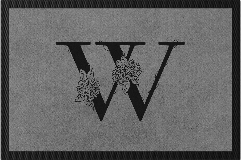 Buchstaben- W mit Buchstabe Alphabet Monogramm Blumenmotiv Geschenkidee Anfangsbuchstabe