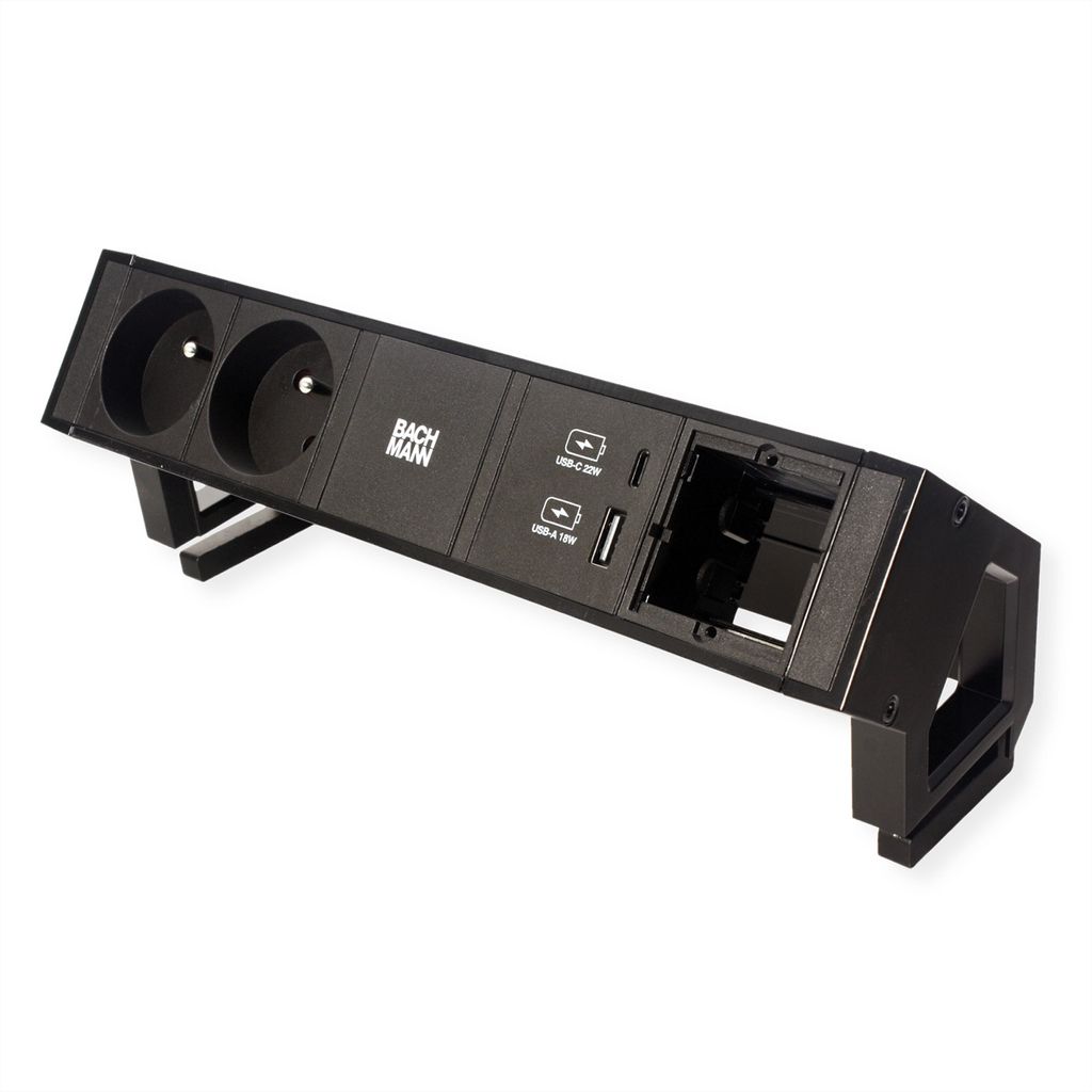 Bachmann Desk2 2Xute 1Xusb A/C 22W 1Xcm 0,2M Gst18 Ral9005