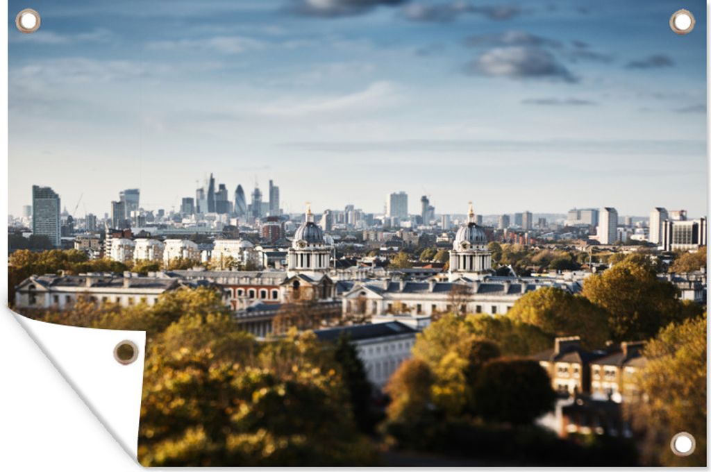 MuchoWow 90x60 cm Outdoor-Poster Gartendeko Sichtschutz Garten Poster für den Garten Londoner Skyline vom Greenwich Park über dem Royal Naval ...