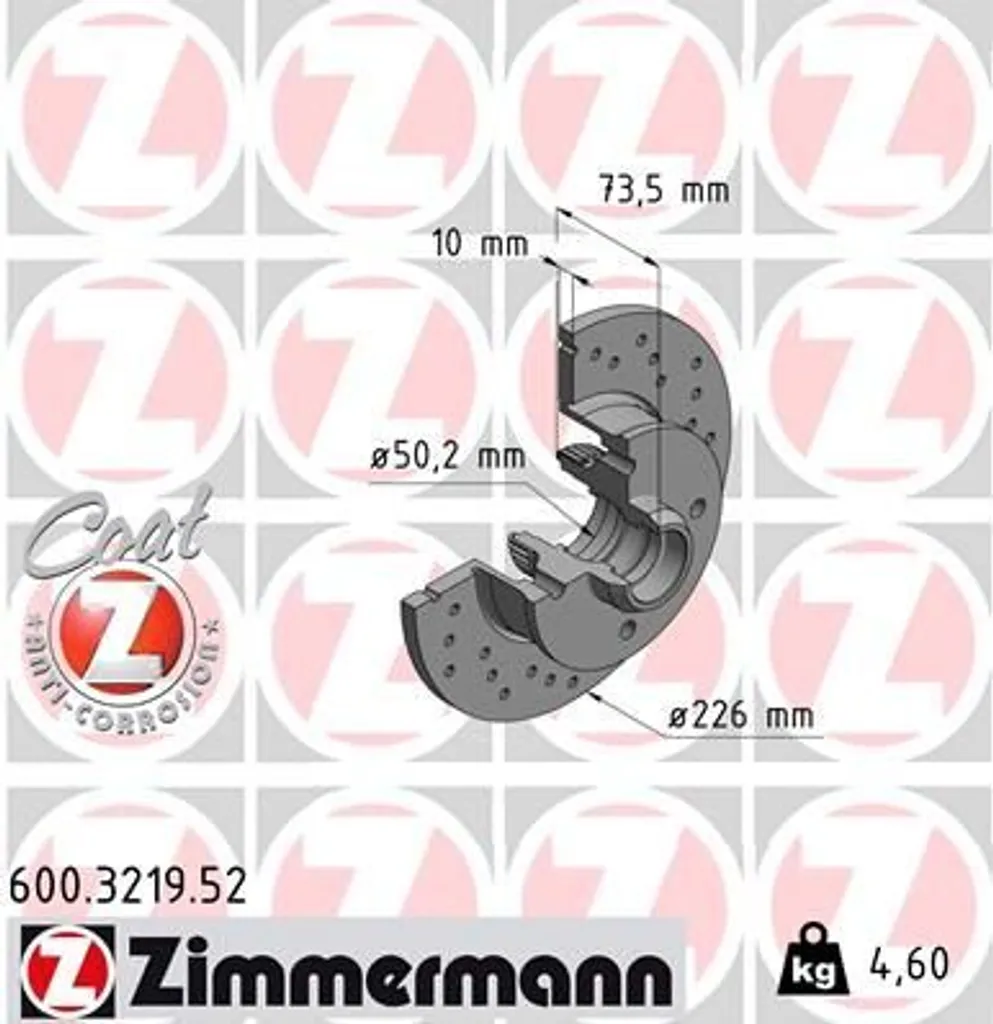 Disque de frein Zimmermann haute performance 4,56kg pour Golf III
