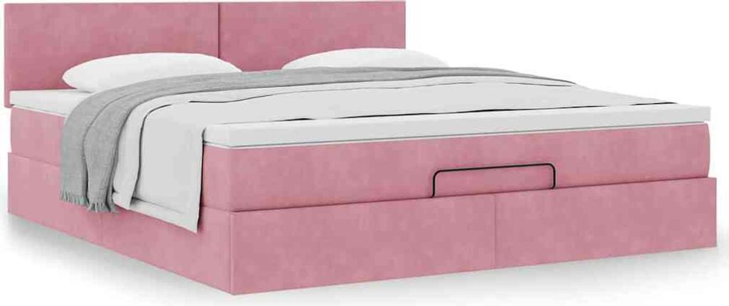 Maison Exclusive - Ottoman-Bett mit Matratze Rosa 180x200 cm Samt