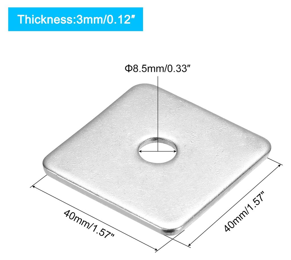 5 Stš¹ck Vierkantscheiben M8x40x40x3mm 304 Edelstahl Quadrat Unterlegscheibe Flach Pad Abstandshalter Dichtung fš¹r Hardware Verschluss