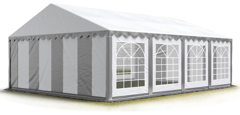 TOOLPORT Tendone per feste 4x8 m PVC grigio-bianco 100% Immagine del prodotto 