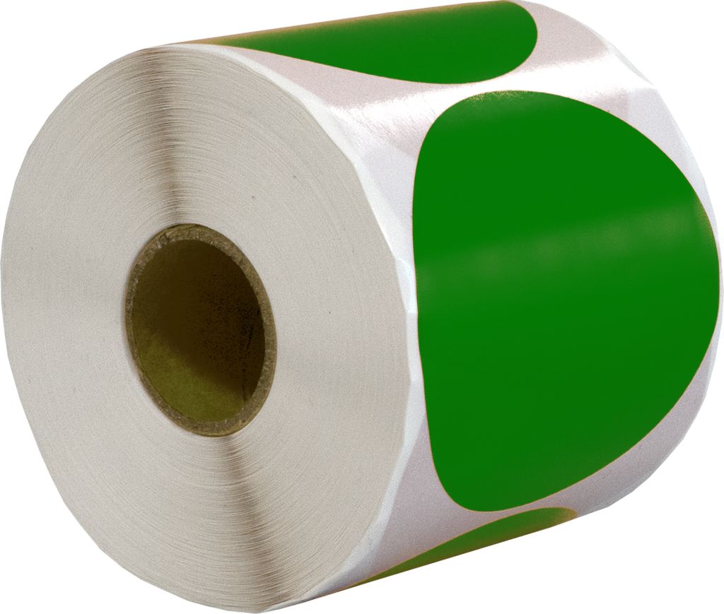 DULA Runde Etiketten - Grün - 65mm - 500 Aufkleber auf Rolle - Siegel - Markierungspunkte - Leere runde Aufkleber auf Rolle