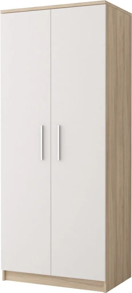 Armoire 2 portes OLEG 80 cm finition chêne Sonoma et blanc compacte