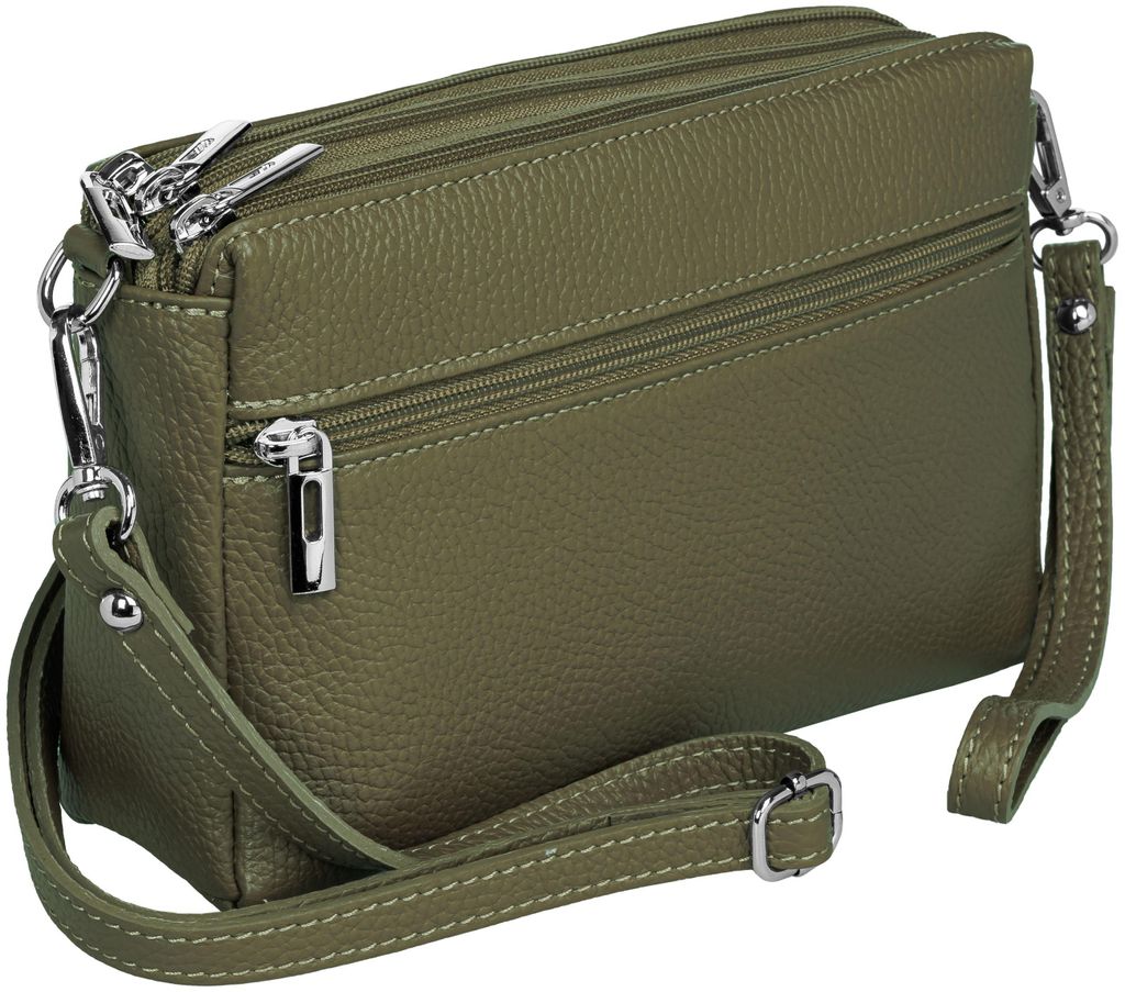 Caspar kleine Leder Umhängetasche Crossbody Bag elegante Damen Tasche mit 3 Fächern - CLASSIC LINE - Modell No.815 - Italy
