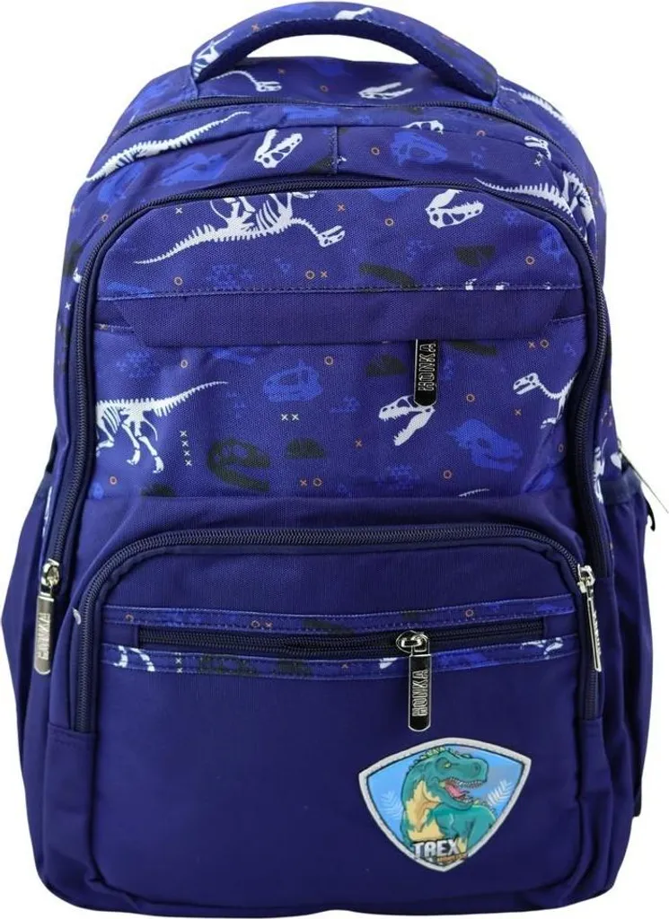 Sac à dos T-Rex 20L avec sangle de poitrine et motif dinosaure bleu