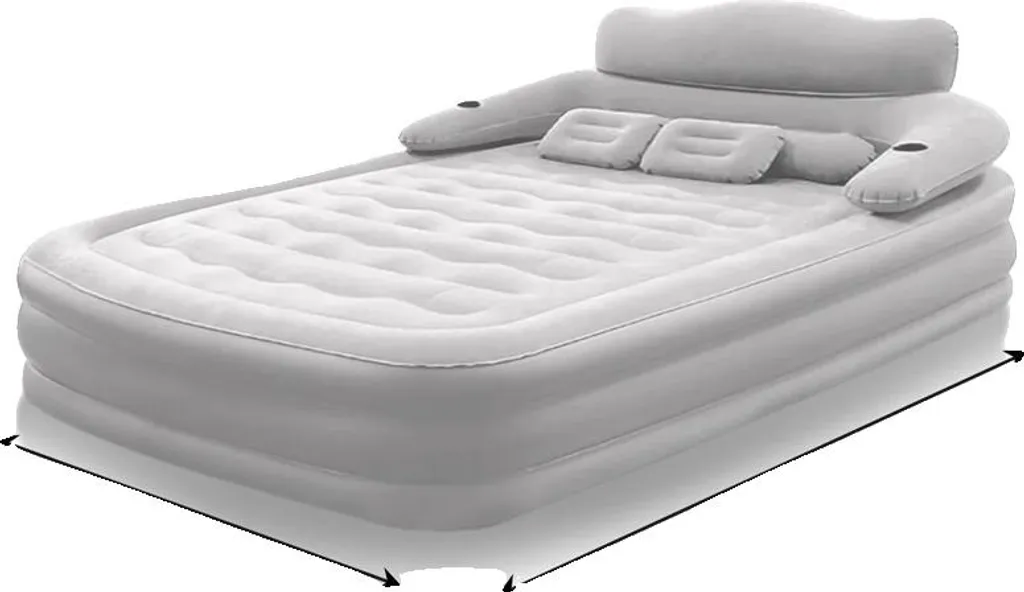 Matelas gonflable gris 2 places surface douce confort premium 191x137cm