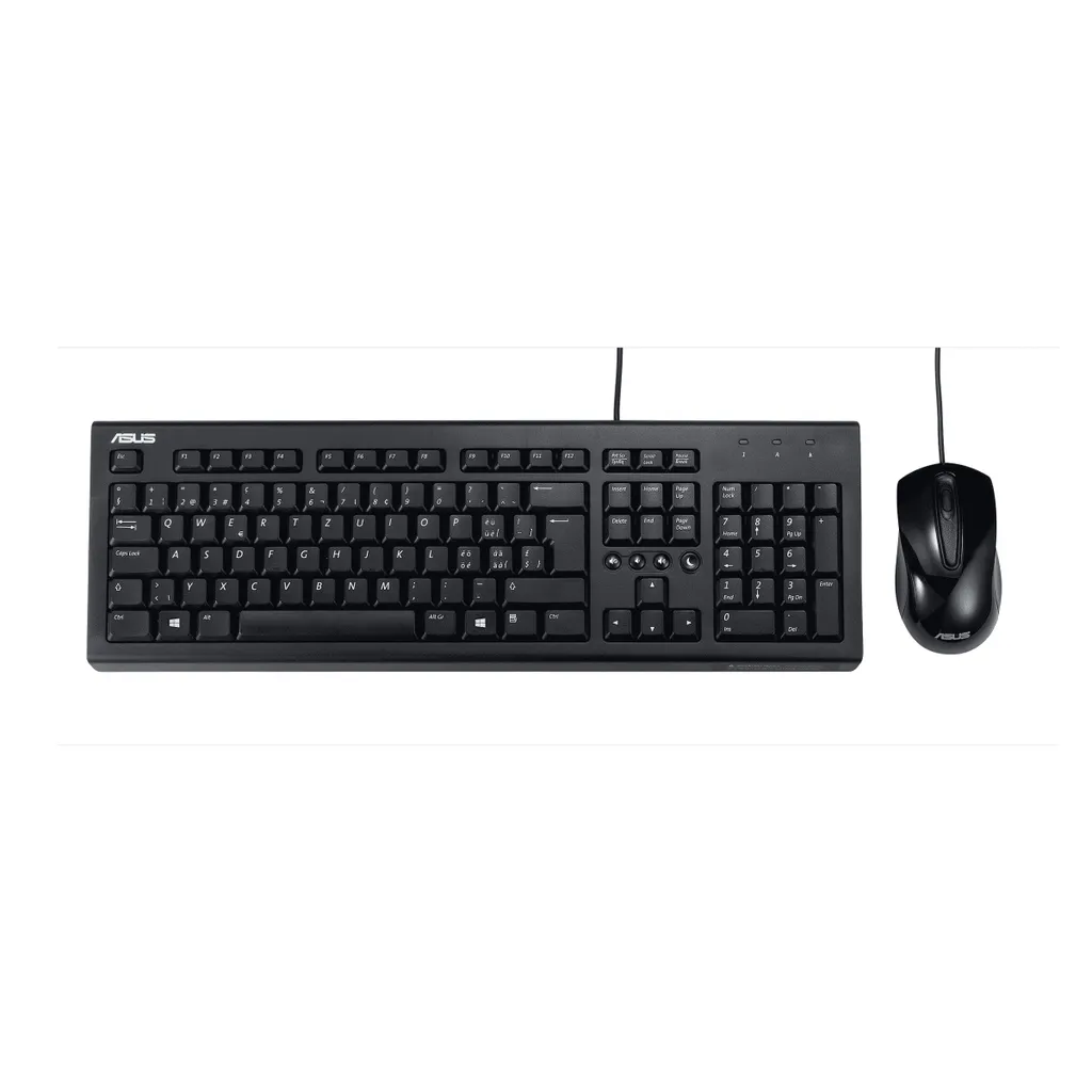 ASUS U2000 Ensemble Clavier Souris USB Filaire Noir Fini les Piles à Changer