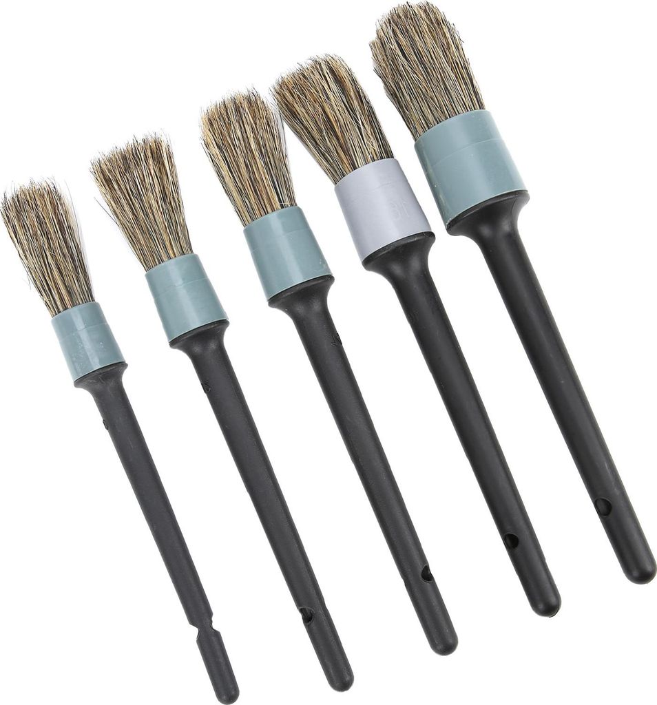 5-teiliges Auto-Detail-Bürsten-Set, Schmutz- und Staub-Reinigungswerkzeug mit schwarzem Griff für LKW, Motorräder, Fahrräder