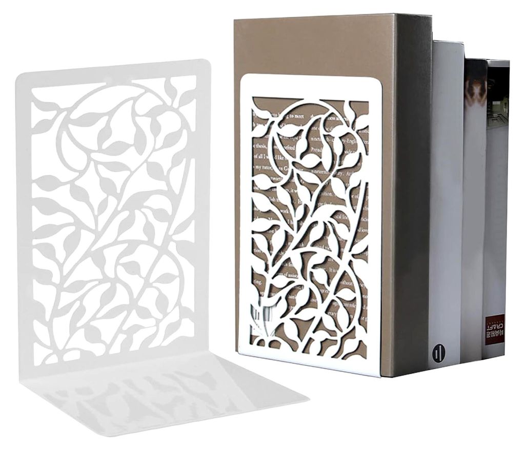 1 Paar Buchstützen, Weiße Metallbuchstützen für Regal und Büro
