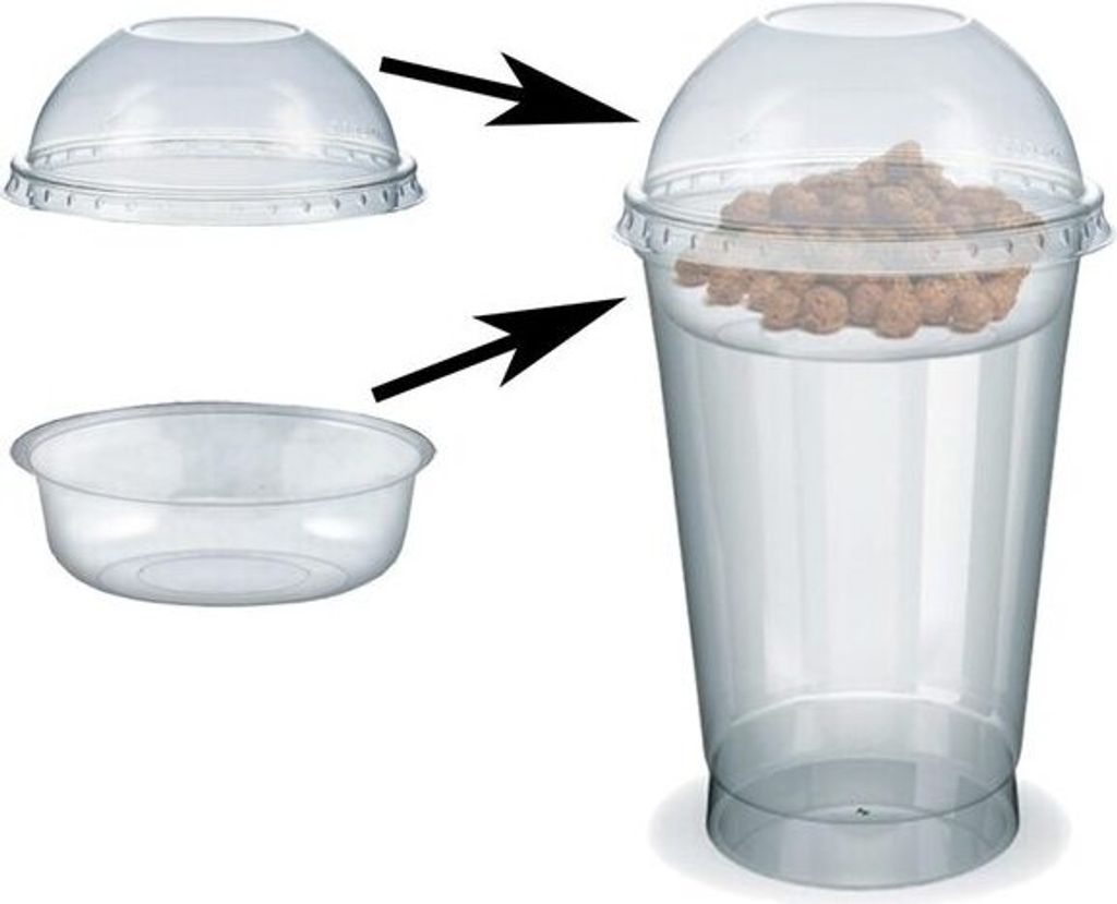 100x Feinkostbecher für Salat Müsli Joghurt mit Einsatz + Produktbild 