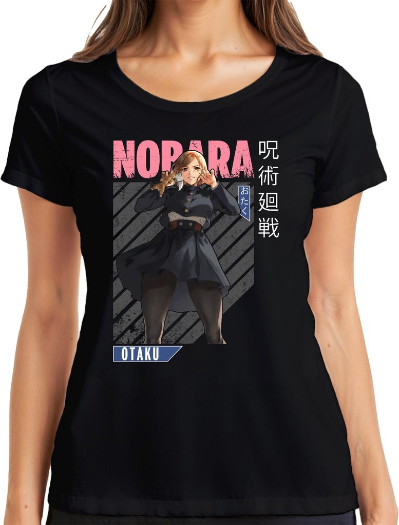 Nobara Kugisaki Jujutsu Kaisen Otaku Anime Ästhetik Geschenk Retro Damen T-Shirt, Schwarz, S