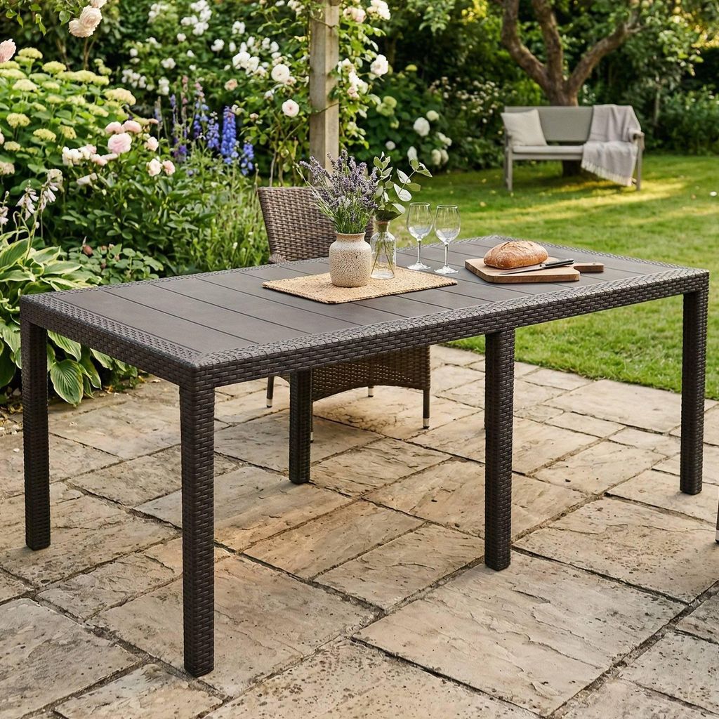 Dmora Tavolo da Esterno Abbaviva 90x150x72h cm Nero Immagine del prodotto 