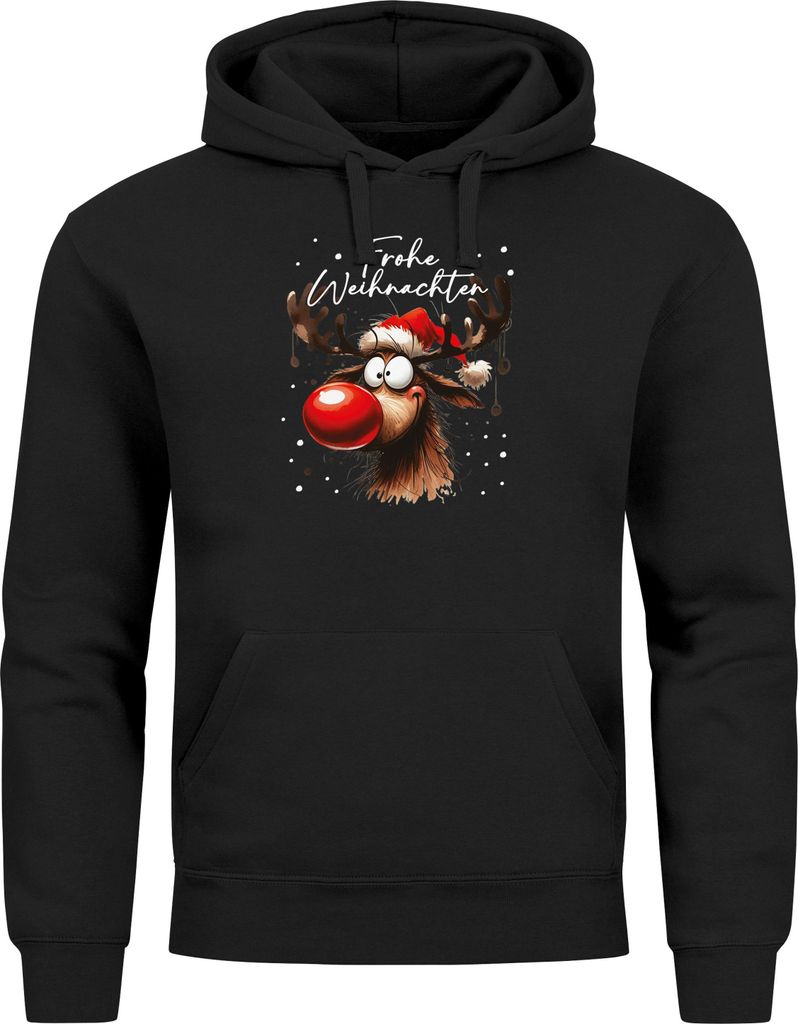 Hoodie Herren Frohe Weihnachten Rentier Rudolf Weihnachtspullover Männer Kapuzen-Pullover Moonworks
