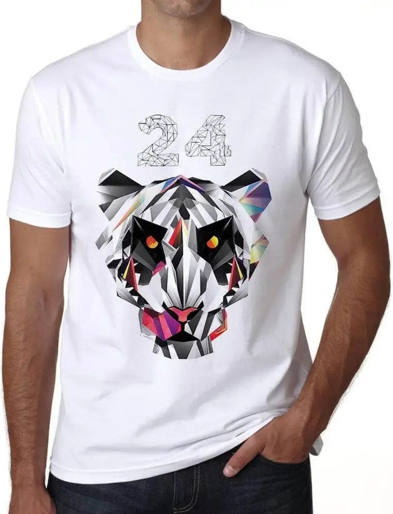 Herren Grafik T-Shirt Geometrischer Tiger 24 – Geometric Tiger 24 – Geschenk 24. Geburtstag Jahrestag 24 Jahre Jubiläum 24 Jährige Mann Jahrg...