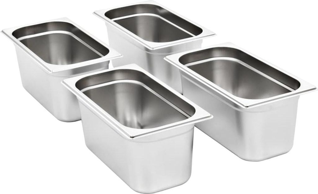 vidaXL Gastronormbehälter 4 Stk. GN 1/3 150 mm Edelstahl