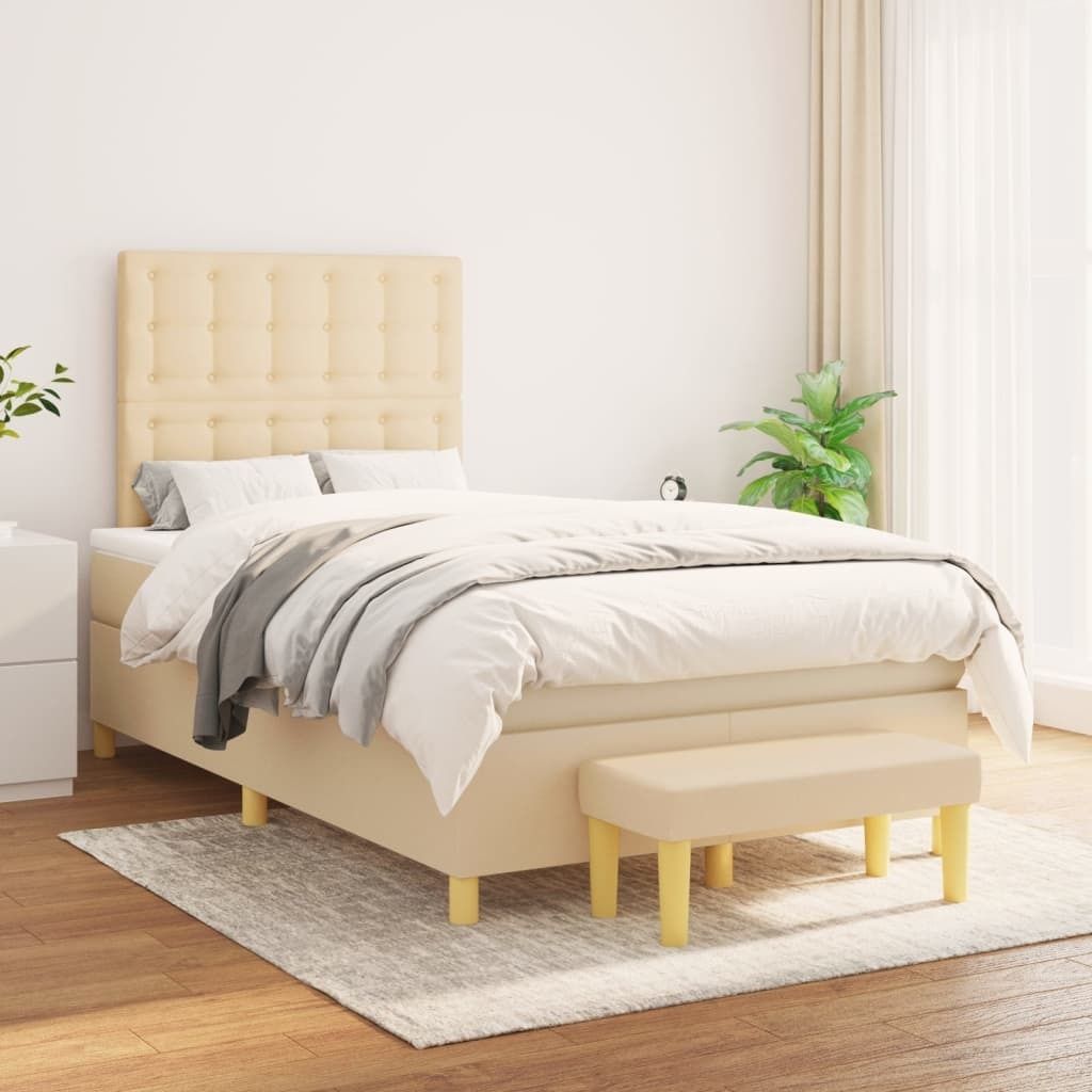 Maison Exclusive - Boxspringbett mit Matratze Creme 120x200 cm Stoff