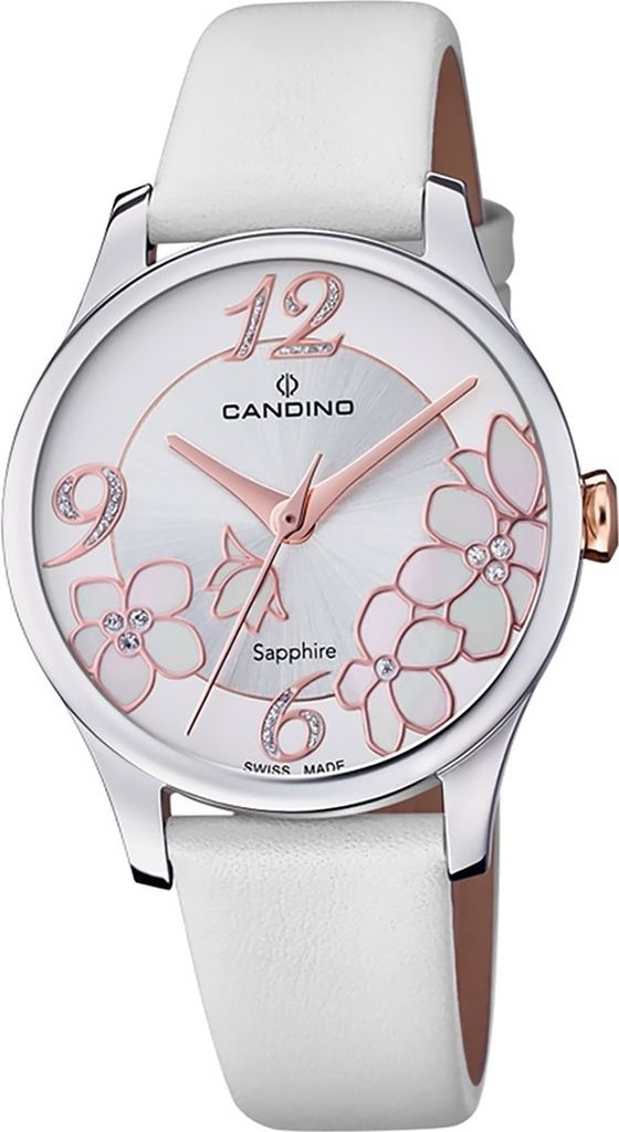 Candino Leder Damen Uhr C4720/1 Analog Fashion Armbanduhr weiß Elegance D2UC4720/1