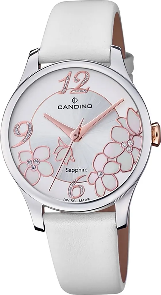 Montre Femme Élégante Candino Fashion C4720/1 avec Bracelet Cuir Blanc