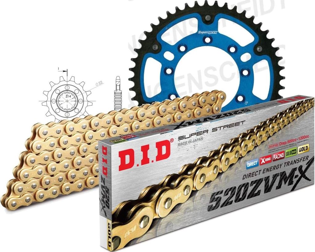 DID Kit Stealth (blau) TM Cross 400 02-10/SMF400 F ... 13-50-116 DID520ZVM-X(G&G) Niet