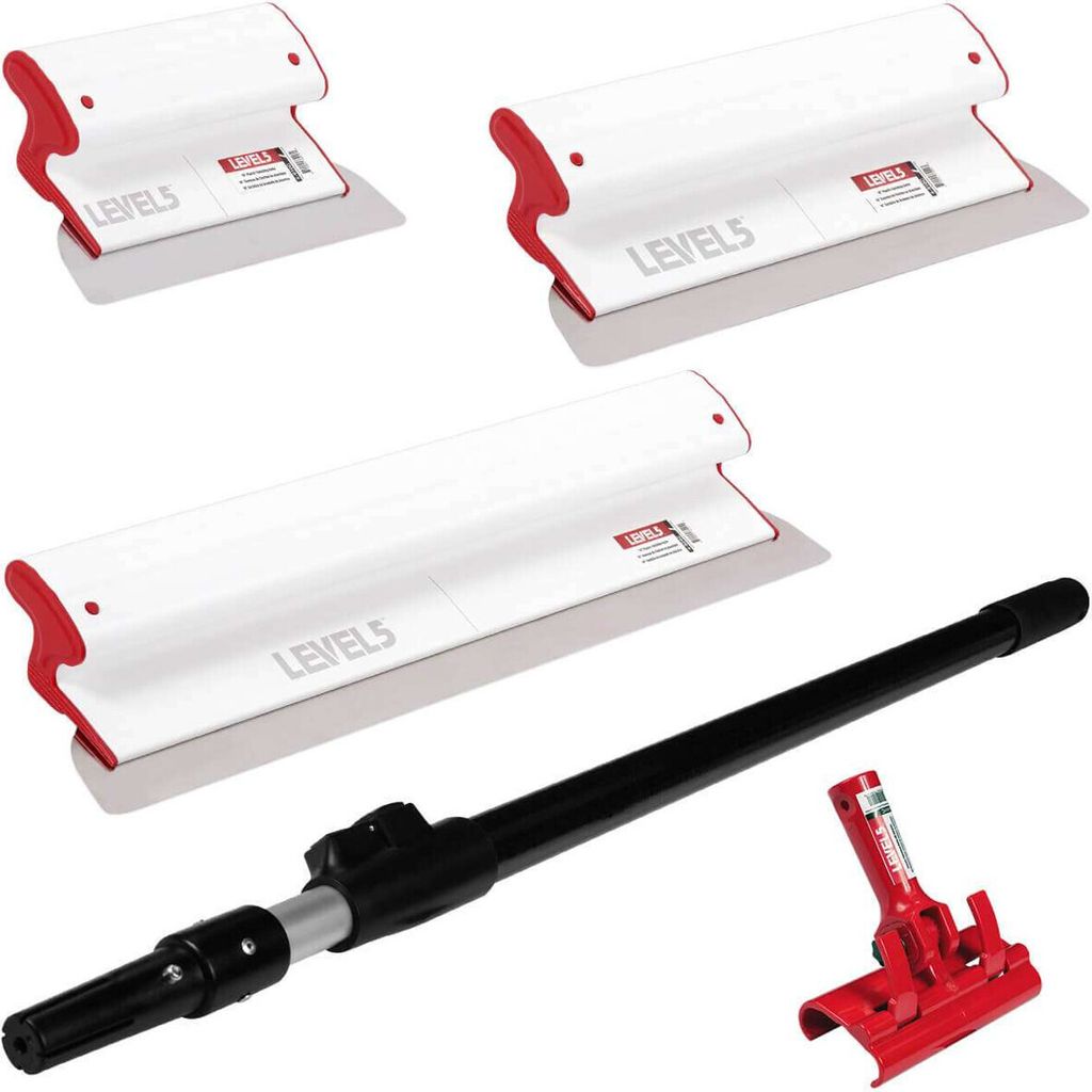 Level5 Ultra Leicht Flächenspachtel Profi Set Trockenbau Handgriff Stiel 5-440C