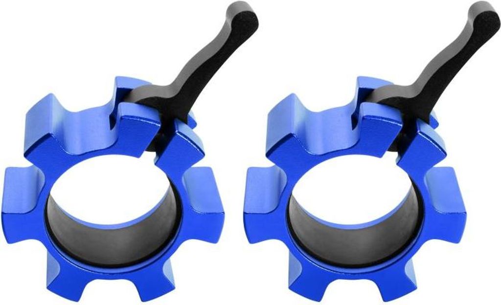 GORILLA SPORTS Hantelverschlüsse - Blau, 1 Paar, für 50mm Olympic Bar, Aluminium - Hantelstangen Verschluss, Barbell Halsbänder, Schnellversch...