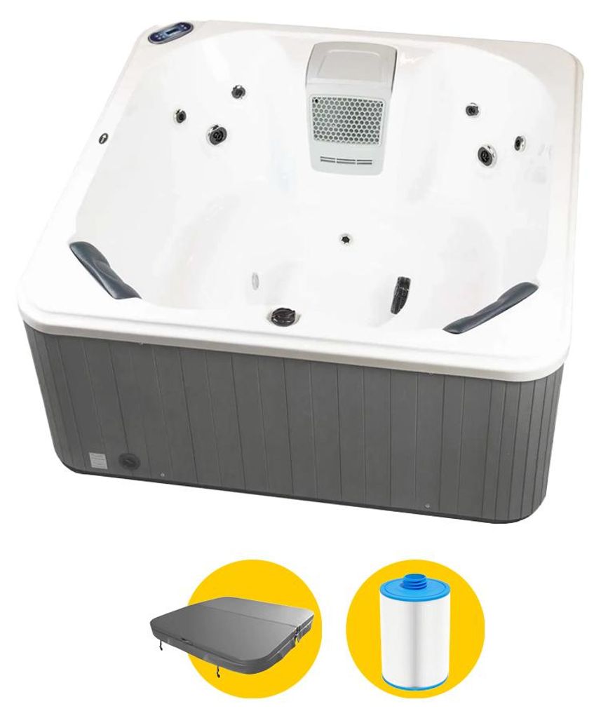 W'eau Whirlpool Skye 4 Personen 12 Düsen Plug & Play 160x160 cm