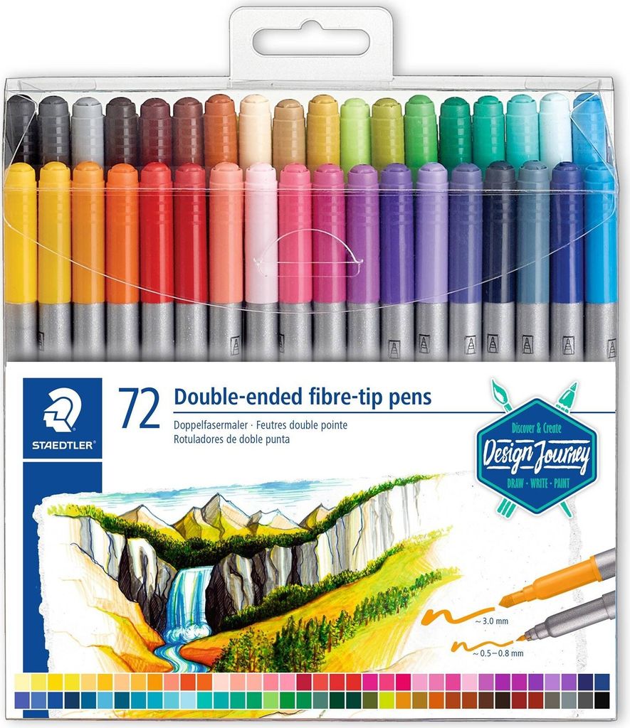 STAEDTLER 3200 Doppelfasermaler Etui mit 72 Farben Produktbild 