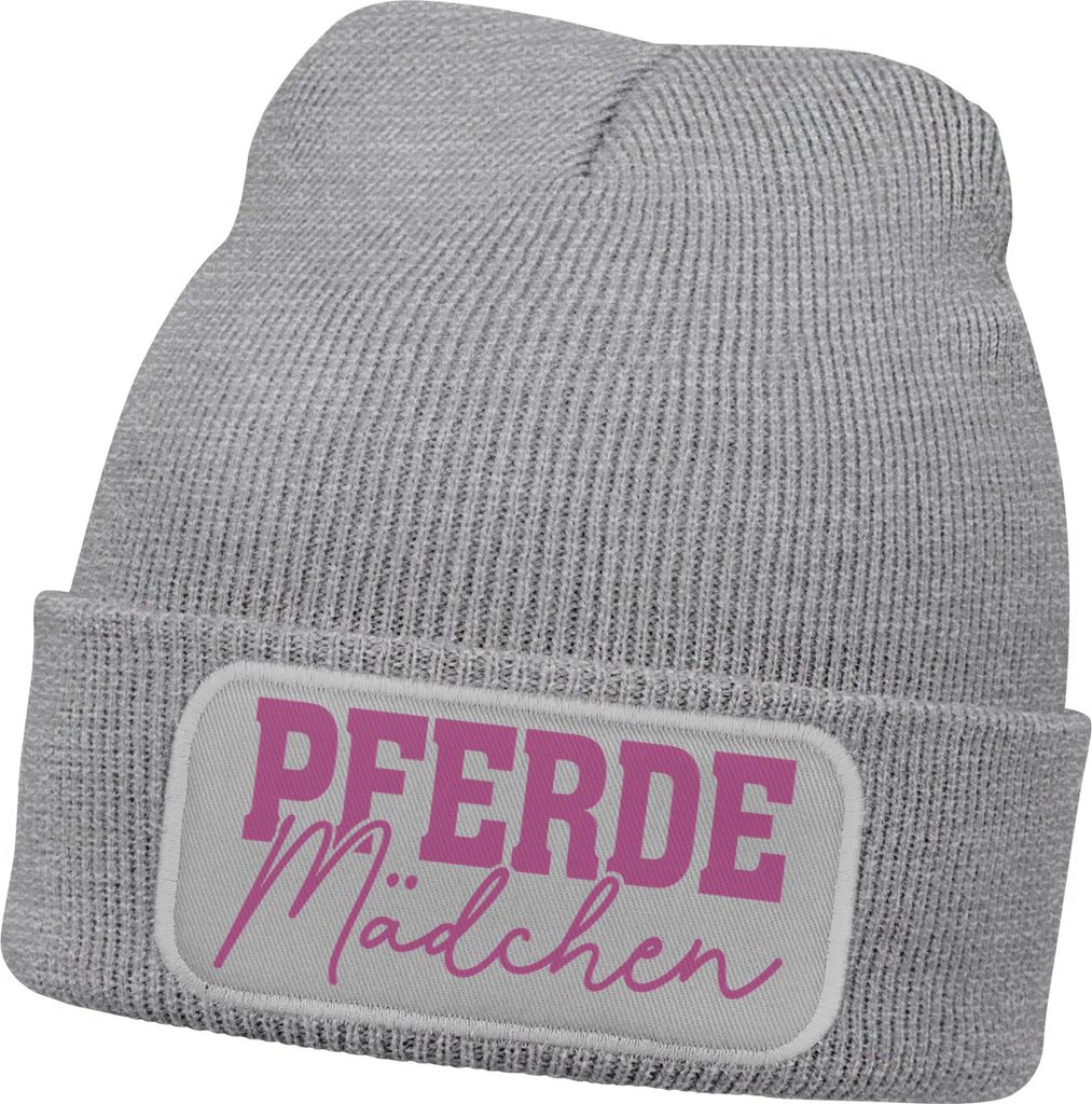Damen Beanie mit Patch Strickmütze mit Spruch Pferdemädchen Aufdruck Lustig Damenmütze Geschenk Reiterin Moonworks